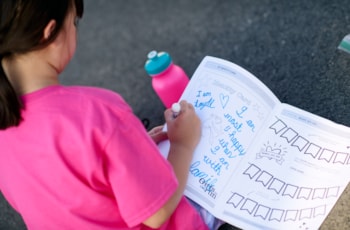 A GOTR participant debriefing the lesson by writing on her identity card in her GOTR journal.